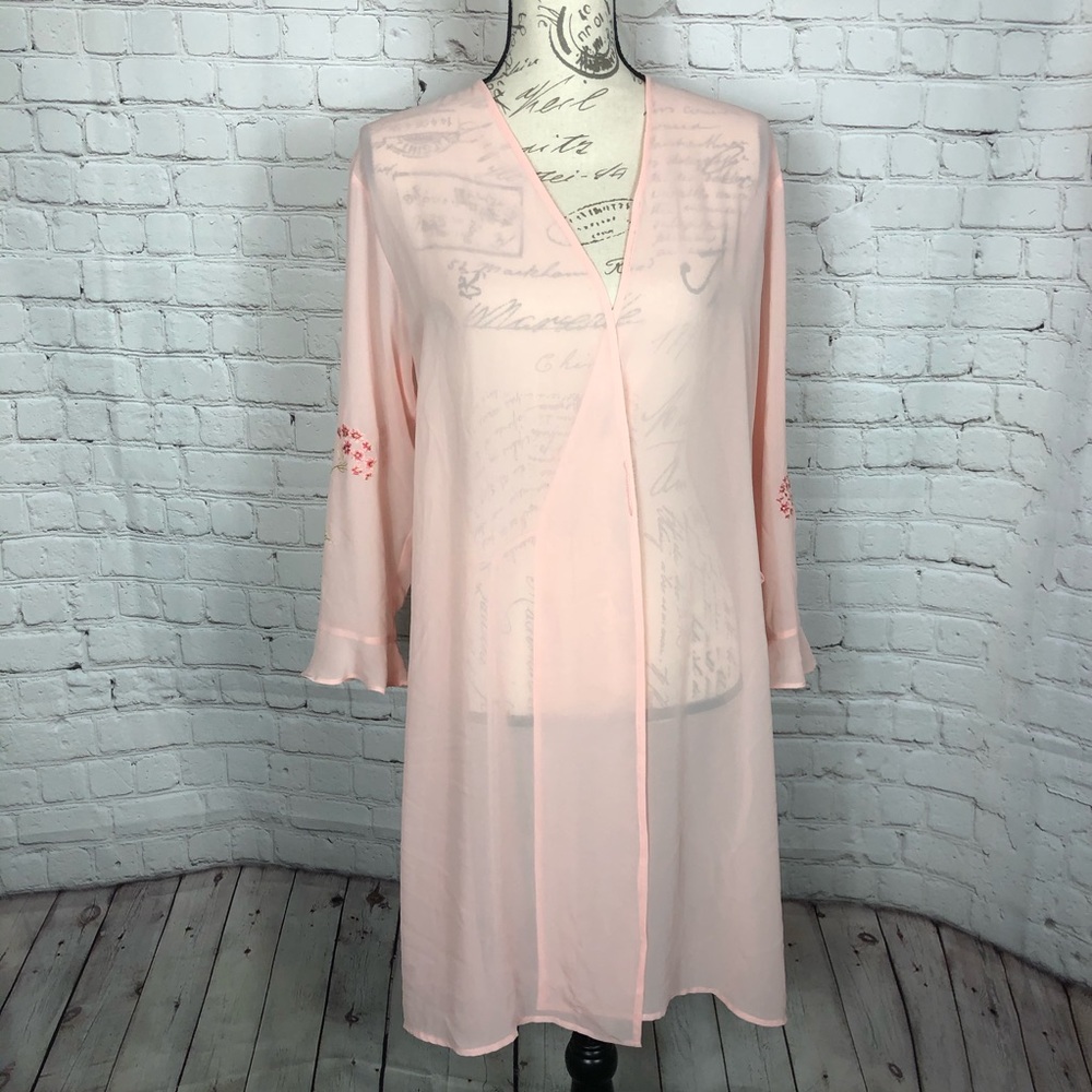 Oscar De La Renta Floral Embroidered Sheer Robe